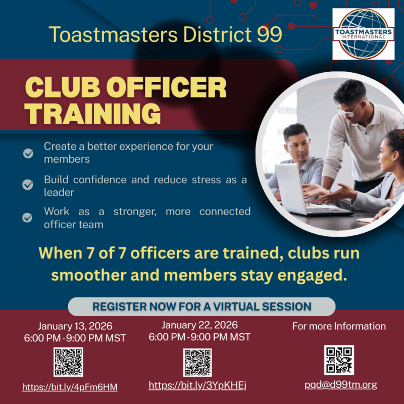Club Officer Training – District 99 Toastmasters